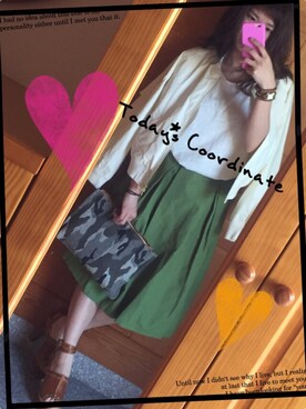 「グリーンスカート」｜「アイテム（ブルゾン）」を使った、yukacocoさん（レディース・160cm）の春コーディネート