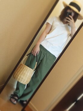 「TODAYFUL（トゥデイフル）のアイテム（かごバッグ）」を使った、yukacocoさん（レディース・160cm）の秋コーディネート