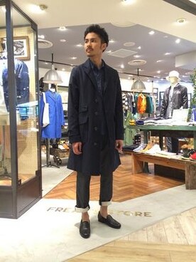 「チェスター」｜「アイテム（その他アウター）」を使った、藤井　悠大さん（メンズ・172cm）の春コーディネート