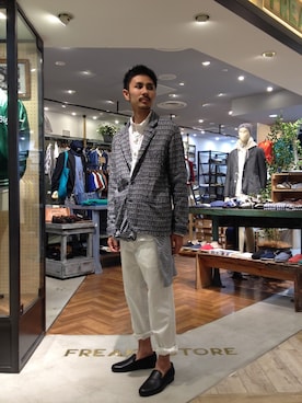 「Engineered Garments（エンジニアードガーメンツ）のアイテム（その他）」を使った、藤井　悠大さん（メンズ・172cm）の春コーディネート