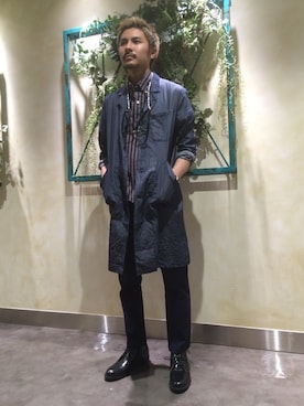 「グラミチ」｜「アイテム（チェスターコート）」を使った、藤井　悠大さん（メンズ・172cm）の夏コーディネート