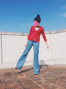 「ブルー x ホワイト」｜シュシュさん（レディース・165cm）の冬コーディネート