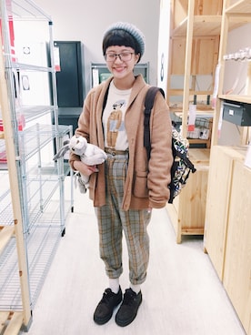 「REreburnのアイテム（スウェット）」を使った、ワワさん（レディース・155cm）の冬コーディネート