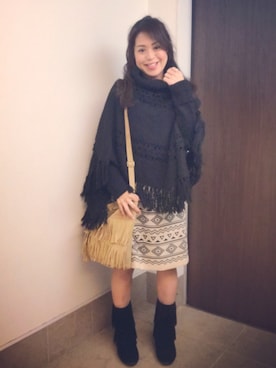 「お買い物」｜「アイテム（ポンチョ）」を使った、mauloa.lokahiさん（レディース・156cm）の秋コーディネート