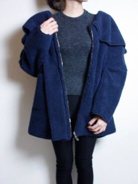 「blue」｜「アイテム（その他アウター）」を使った、Bow Tsaiさん（レディース・167cm）の冬コーディネート