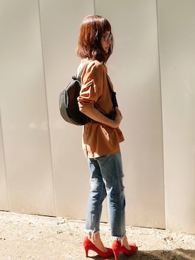 「リュックサック」｜もりのがっこうさん（レディース・161cm）の秋コーディネート