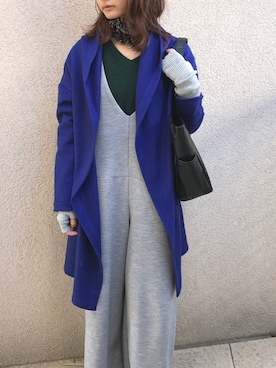 「コーディガン」｜「アイテム（オールインワン・サロペット）」を使った、もりのがっこうさん（レディース・161cm）の冬コーディネート