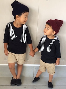 「OLD NAVY（オールドネイビー）のアイテム（パンツ）」を使った、saoriさん（キッズ・100cm）の秋コーディネート
