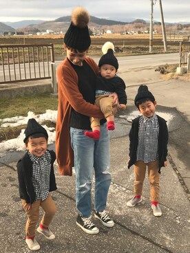 「3BOYS」｜「アイテム（帽子）」を使った、saoriさん（キッズ・110cm）の秋コーディネート