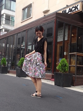 「NETSTAR（ネットスター）のアイテム（サンダル）」を使った、NETSTARさん（レディース・159cm）の夏コーディネート
