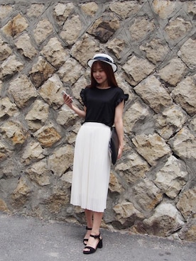 「NETSTAR（ネットスター）のアイテム（Tシャツ/カットソー）」を使った、NETSTARさん（レディース・159cm）の夏コーディネート
