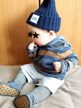 「フード」｜snr☺さん（キッズ・70cm）の冬コーディネート