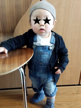 「ルーズソックス」｜「アイテム（サロペット/オーバーオール）」を使った、snr☺さん（キッズ・70cm）の冬コーディネート