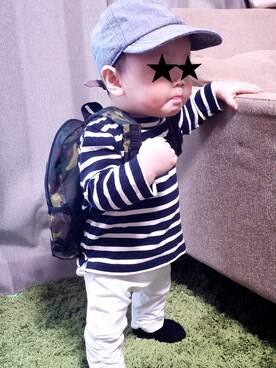 「ボーダーTシャツ」｜snr☺さん（キッズ・70cm）の春コーディネート