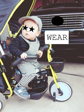 「ドットパンツ」｜「アイテム（サロペット/オーバーオール）」を使った、snr☺さん（キッズ・70cm）の春コーディネート