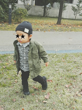 「babygap」｜「アイテム（ミリタリージャケット）」を使った、snr☺さん（キッズ・80cm）の秋コーディネート
