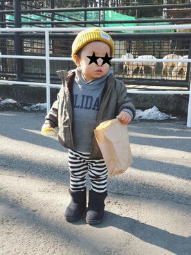 「無印良品（ムジルシリョウヒン）のアイテム（ブルゾン）」を使った、snr☺さん（キッズ・80cm）の冬コーディネート