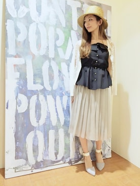 「アイテム（シューズ、パープル系）」を使った、numao さん（レディース・159cm）の春コーディネート