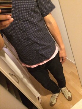 「Onitsuka Tiger（オニツカタイガー）のアイテム（スニーカー、オレンジ系）」を使った、FEETさん（メンズ・183cm）の夏コーディネート