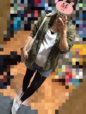 「9ヶ月」｜「アイテム（ミリタリージャケット）」を使った、hsmt_imokoさん（レディース・159cm）の春コーディネート