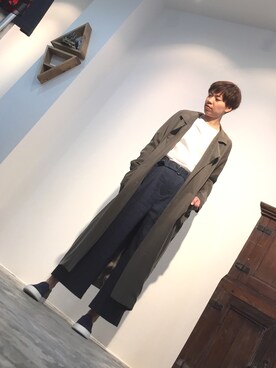 「ネイビーコーデ」｜「アイテム（トレンチコート）」を使った、kumikoさん（レディース・168cm）の春コーディネート