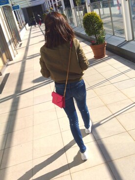 「stradivarius（ストラディバリウス）のアイテム（ナイロンジャケット）」を使った、azuさん（レディース・154cm）の春コーディネート
