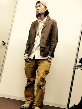 「アイテム（カーゴパンツ、イエロー系）」を使った、ズーカー@zookerさん（メンズ・177cm）の春コーディネート