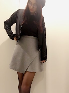 「スウェットスカート」｜「アイテム（ブルゾン）」を使った、midoriさん（レディース・164cm）の秋コーディネート