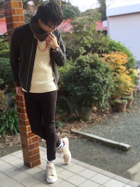 「JOURNAL STANDARD（ジャーナルスタンダード）のアイテム（MA-1）」を使った、ひかるんさん（メンズ・180cm）の冬コーディネート
