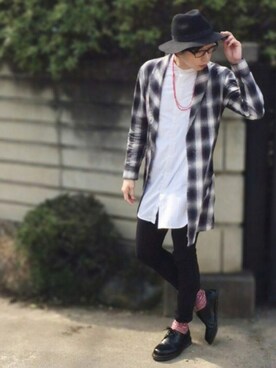 「Dr. Martens（ドクターマーチン）のDr.Martens (ドクターマーチン)/1461 3EYE GIBSON SHOES（その他シューズ）」を使った、ひかるんさん（メンズ・180cm）の春コーディネート