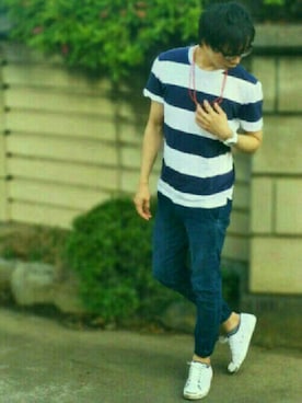 「AKM（エイケイエム）のアイテム（アナログ腕時計）」を使った、ひかるんさん（メンズ・180cm）の夏コーディネート