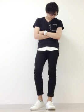 「AKM（エイケイエム）のアイテム（アナログ腕時計）」を使った、ひかるんさん（メンズ・180cm）の夏コーディネート