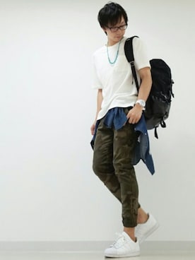 「AKM（エイケイエム）のアイテム（アナログ腕時計）」を使った、ひかるんさん（メンズ・180cm）の夏コーディネート