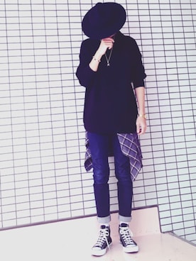 「黒ニット」｜ヤマダ コウキさん（メンズ・178cm）の冬コーディネート