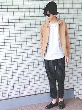 「HARE（ハレ）のマウンテンHAT(HARE)（ハット、ブラック系）」を使った、ヤマダ コウキさん（メンズ・178cm）の春コーディネート