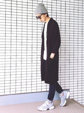 「EMODA（エモダ）の【SH】SHAWL ガウンニット（ニット/セーター、ブラック系）」を使った、ヤマダ コウキさん（メンズ・178cm）の秋コーディネート