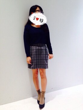 「HERE'S（HERE'S）のドルマンスリーブニットプルオーバー
（ニット/セーター、その他）」を使った、ｴﾐｺbotさん（レディース・156cm）の秋コーディネート