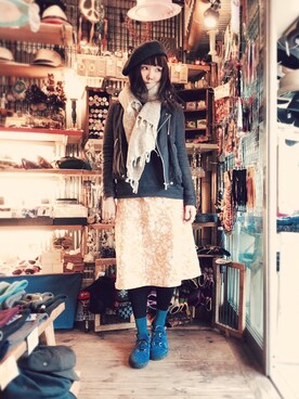 「no brand（ノーブランド）のアイテム（ライダースジャケット）」を使った、sumiyoさん（レディース・163cm）の春コーディネート