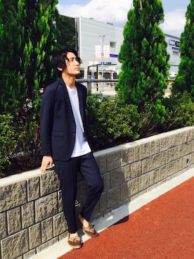 「MORGAN HOMME（モルガンオム）のアイテム（テーラードジャケット）」を使った、コイズミケイタロウさん（メンズ・175cm）の秋コーディネート