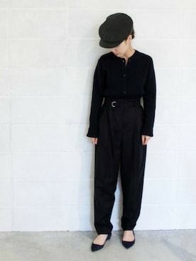 「アイテム（キャスケット、グレー系）」を使った、midoriさん（レディース・152cm）の秋コーディネート