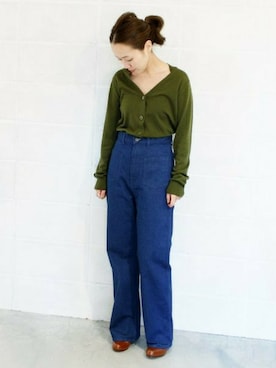 「plage（プラージュ）のアイテム（デニムパンツ）」を使った、midoriさん（レディース・152cm）の秋コーディネート