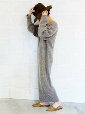 「ハットコーデ」｜「アイテム（ワンピース/ドレス）」を使った、midoriさん（レディース・152cm）の秋コーディネート