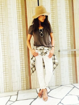 「hat」｜ARISAさん（レディース・160cm）の夏コーディネート