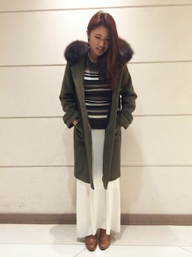 「DRWCYS（ドロシーズ）のアイテム（ダッフルコート）」を使った、ARISAさん（レディース・160cm）の冬コーディネート