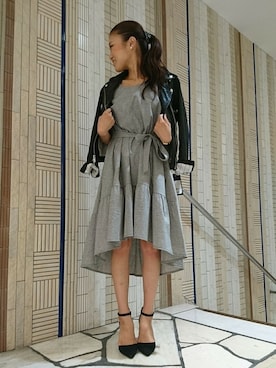 「DRWCYS（ドロシーズ）のアイテム（ライダースジャケット）」を使った、ARISAさん（レディース・160cm）の秋コーディネート