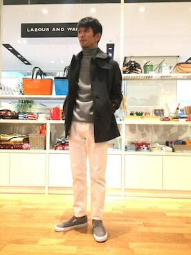 「アイテム（ピーコート）」を使った、sugiyaさん（メンズ・170cm）の秋コーディネート