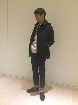 「アイテム（ピーコート）」を使った、sugiyaさん（メンズ・171cm）の冬コーディネート