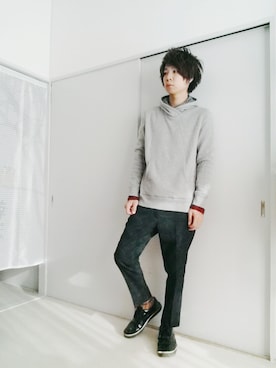 「カモ柄」｜「アイテム（その他シューズ）」を使った、n.y.a h.h さん（メンズ・165cm）の秋コーディネート