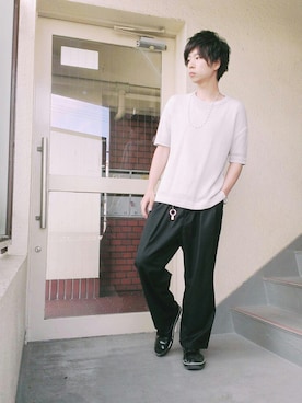 「HARE（ハレ）の２タックワイドパンツ(HARE)（その他パンツ）」を使った、n.y.a h.h さん（メンズ・165cm）の春コーディネート