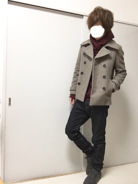 「STUDIOUS（ステュディオス）のアイテム（ピーコート）」を使った、n.y.a h.h さん（メンズ・165cm）の冬コーディネート